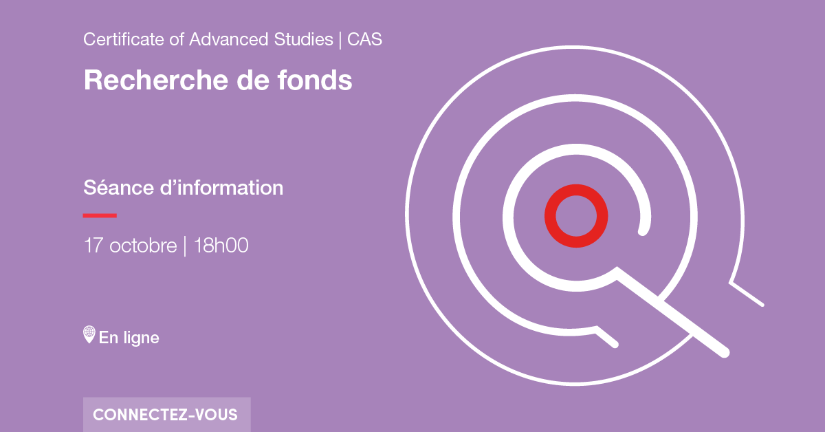 Connexion à la séance d'info CAS Recherches de fonds du 17 octobre à 18h00 en ligne