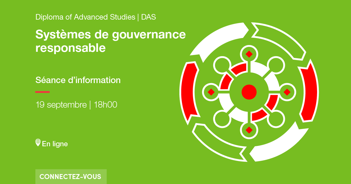 Connexion à la séance d'info DAS Systèmes de gouvernance responsable du 19 septembre à 18h00 en ligne