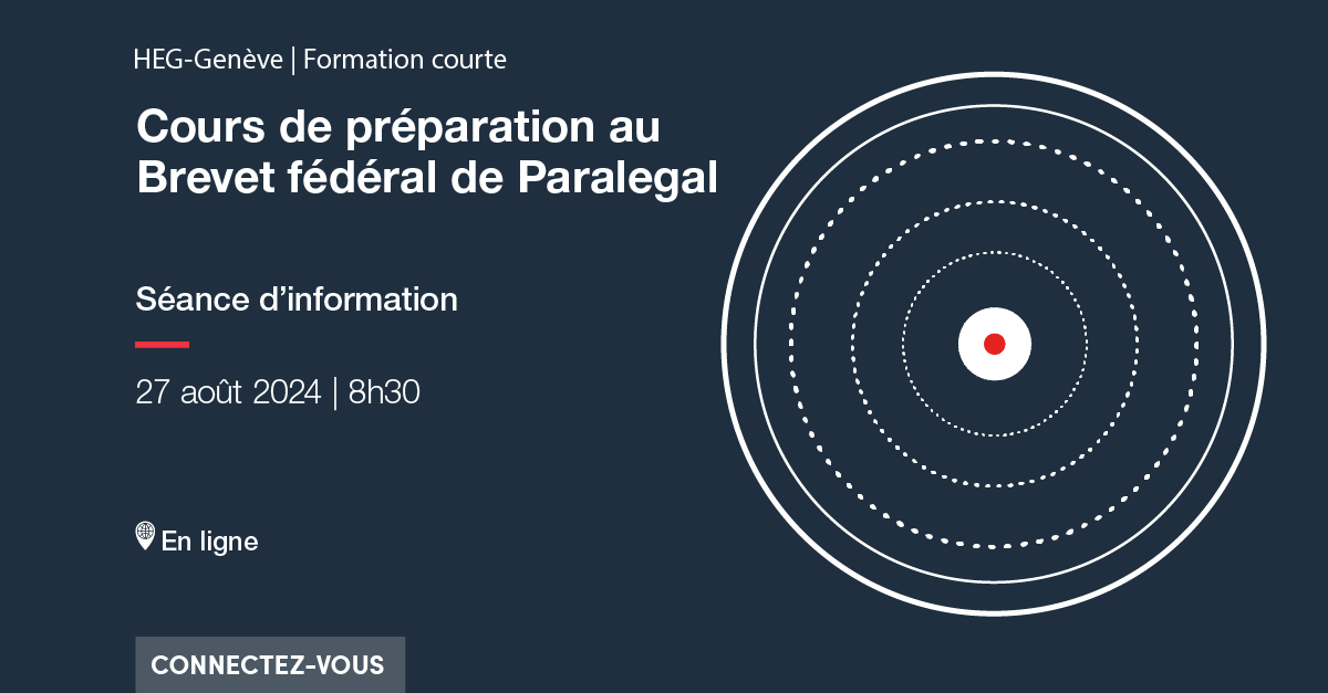 Connexion à la séance d'info Formation courte Cours de préparation au Brevet fédéral de Paralegal du 27 août à 8h30 en ligne
