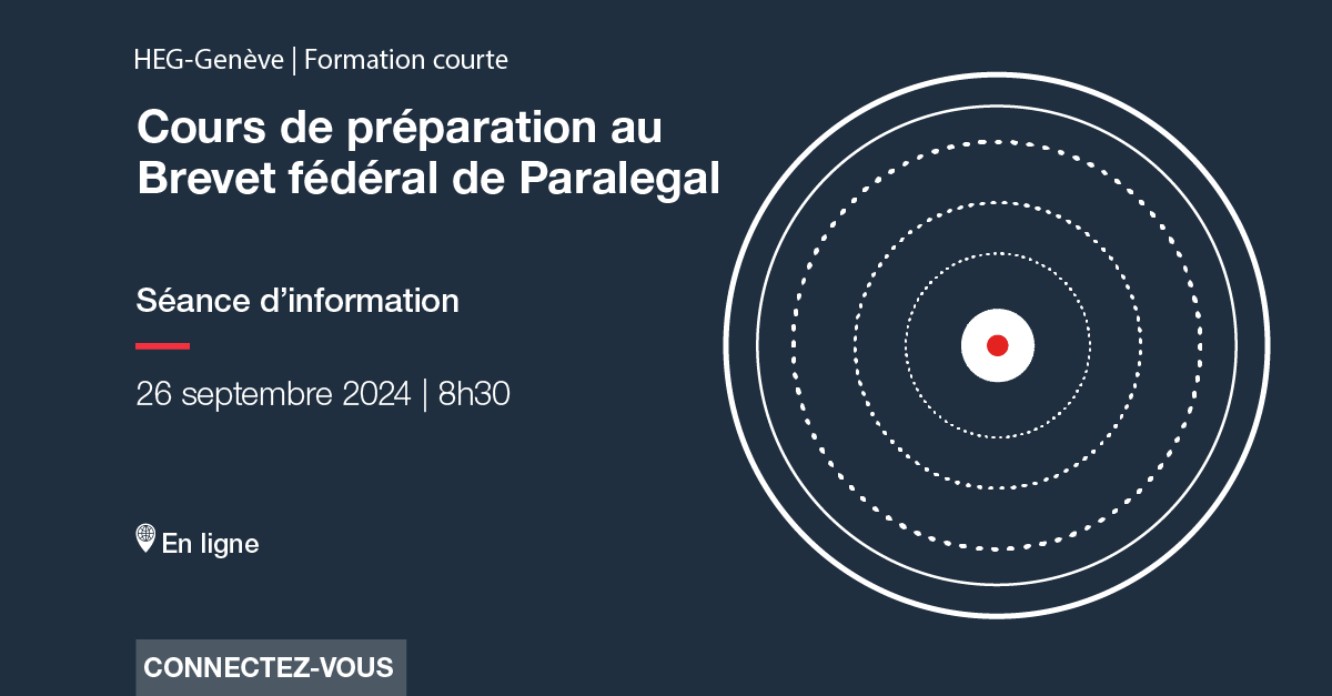 Connexion à la séance d'info Formation courte Cours de préparation au Brevet fédéral de Paralegal du 26 septembre à 8h30 en ligne