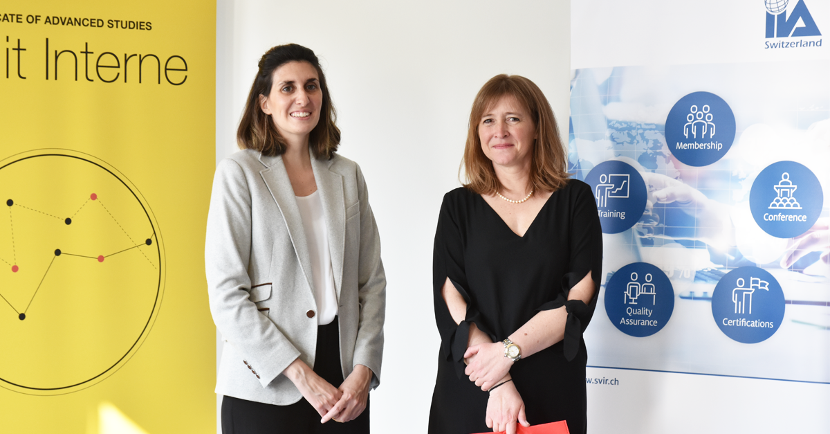 Mme Sabrina Jelicic, responsable du CAS Audit Interne & Mme Carine Prestat, Director of Finance & Administration at Centre for Humanitarian Dialogue (HD)