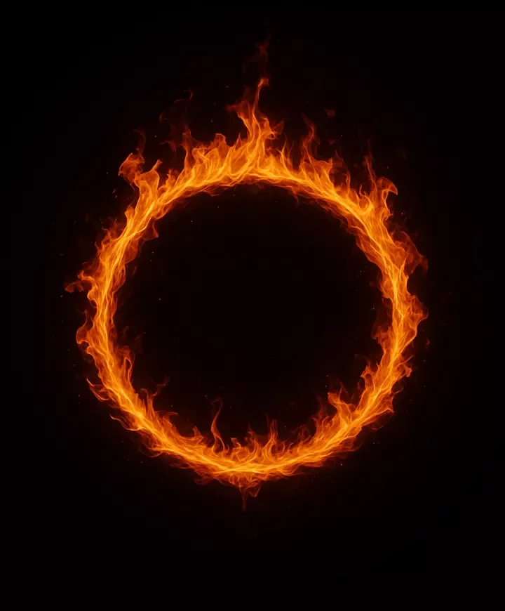 Anneau de feu sur fond noir